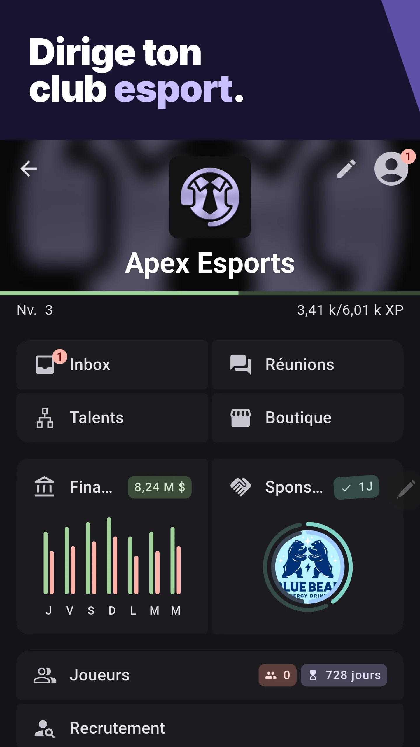 Dirige ton club esport.