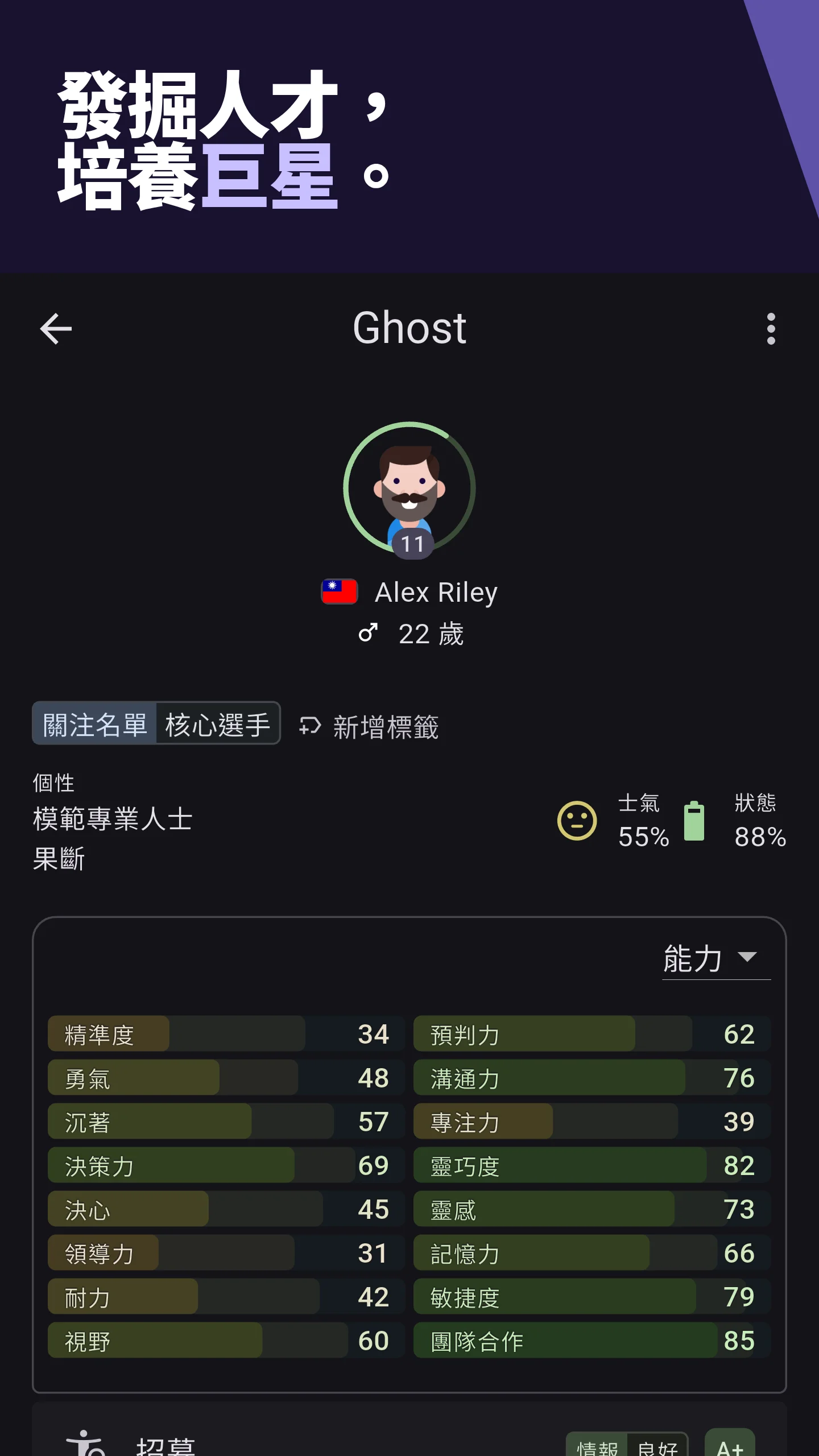 發掘人才，培養巨星。