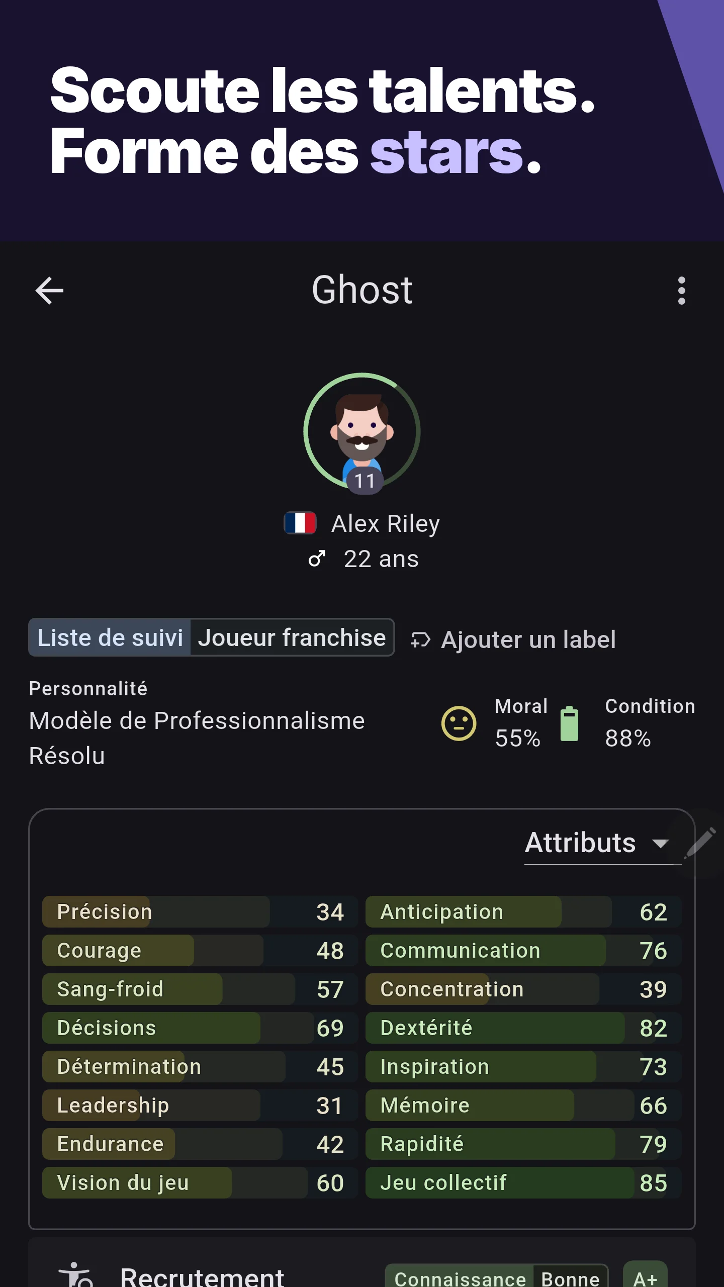 Scoute les talents. Forme des stars.