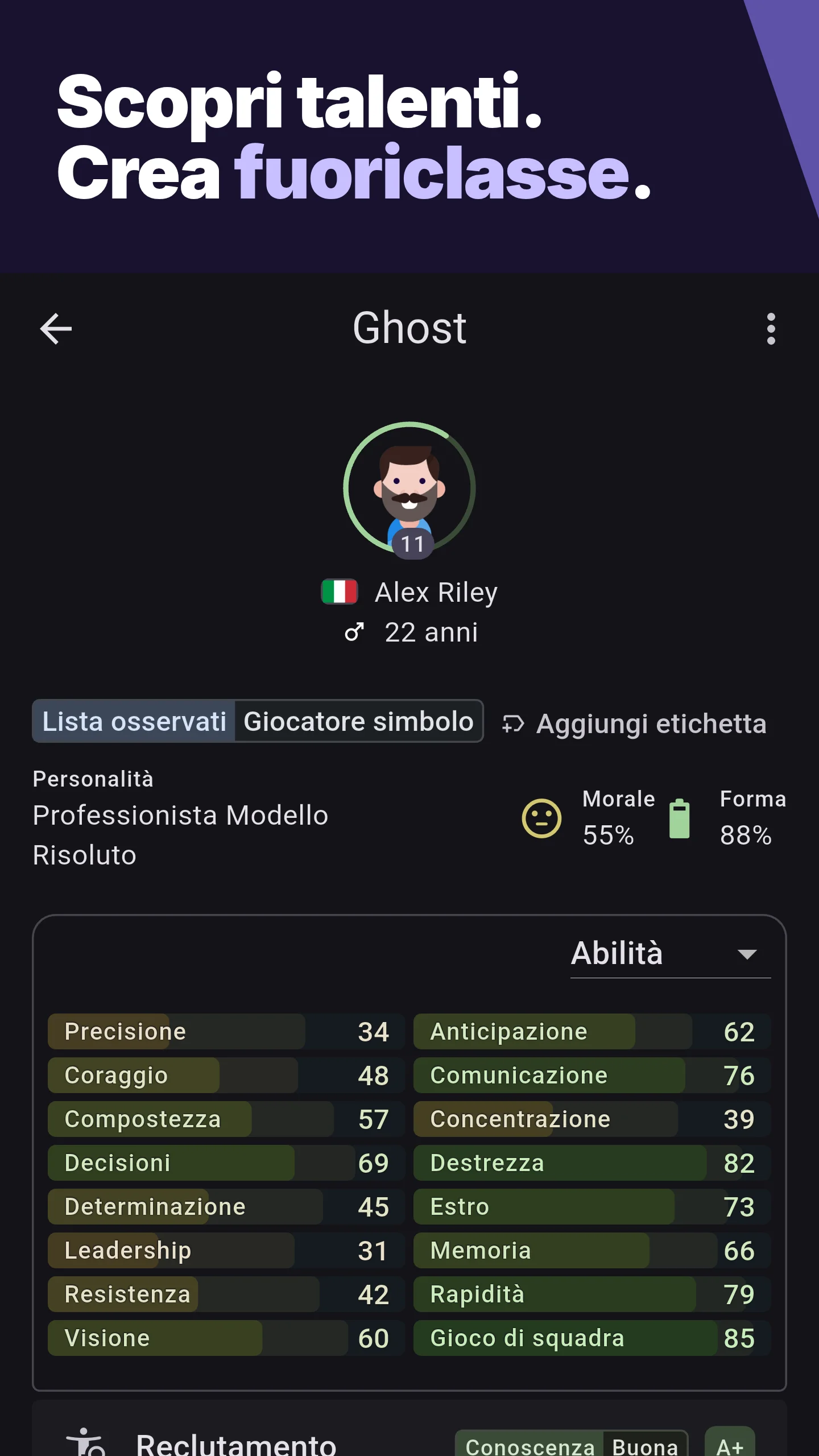 Scopri talenti. Crea fuoriclasse.