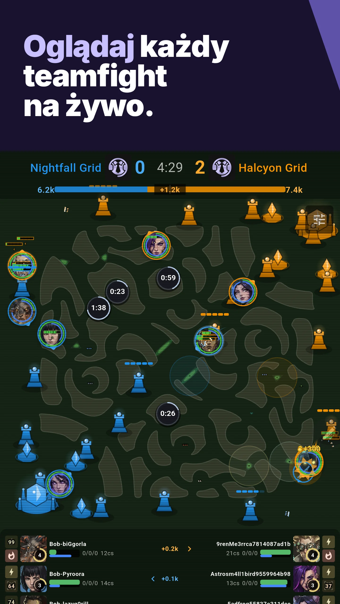 Oglądaj każdy teamfight na żywo.
