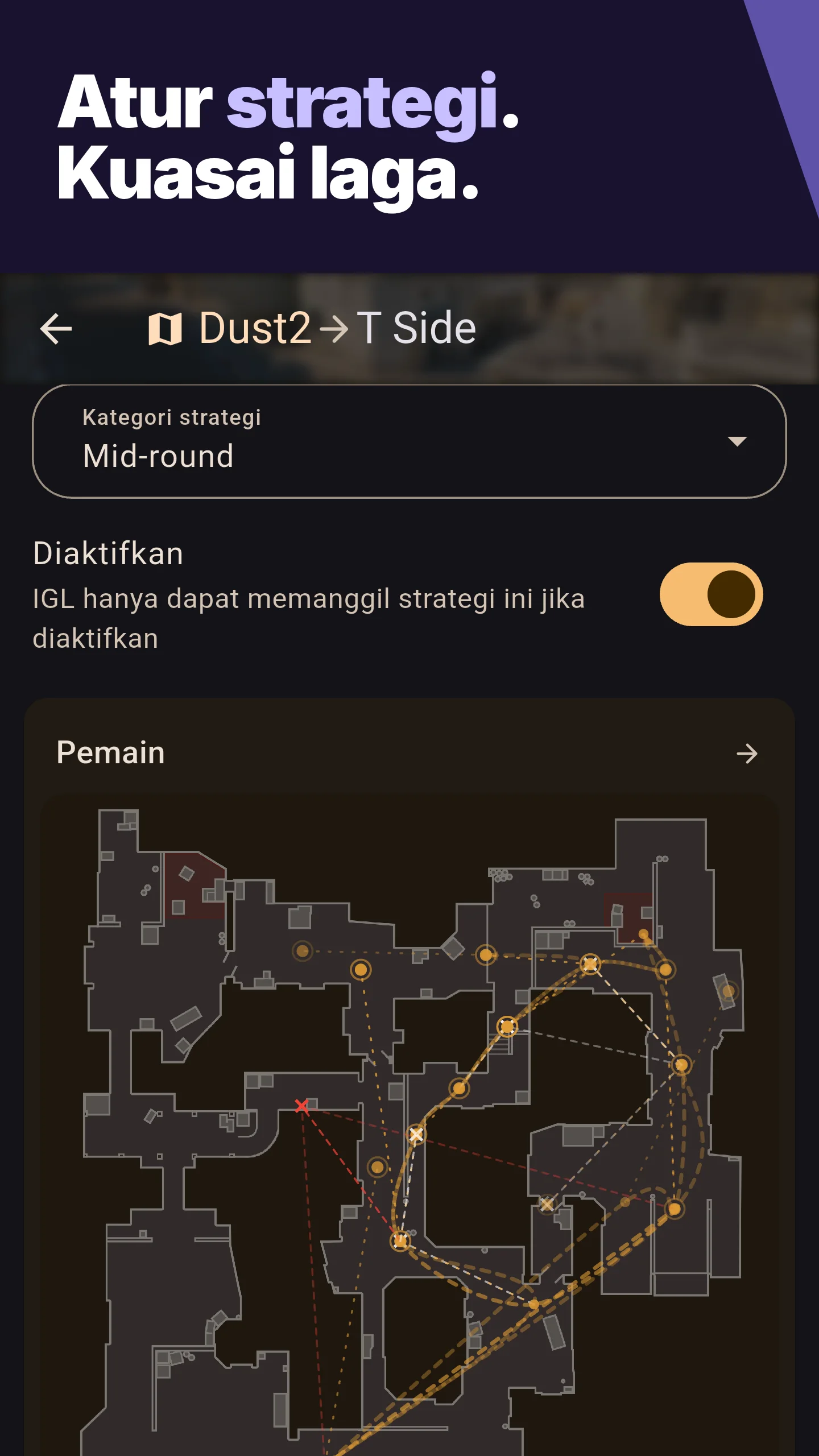 Atur strategi. Kuasai laga.